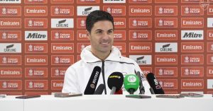 Arsenal manager Mikel Arteta during a press conference.