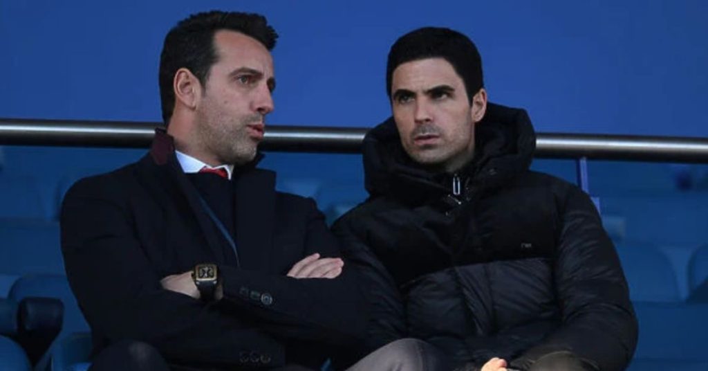 Edu and Mikel Arteta in conversation.