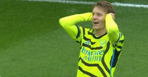 Martin Odegaard celebrates scoring for Arsenal at Burnley