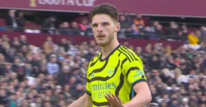 Declan Rice after scoring for Arsenal at West Ham