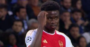 Arsenal winger Bukayo Saka after the Champions League defeat in Porto.