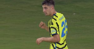 Kai Havertz celebrates scoring against the MLS All-Stars